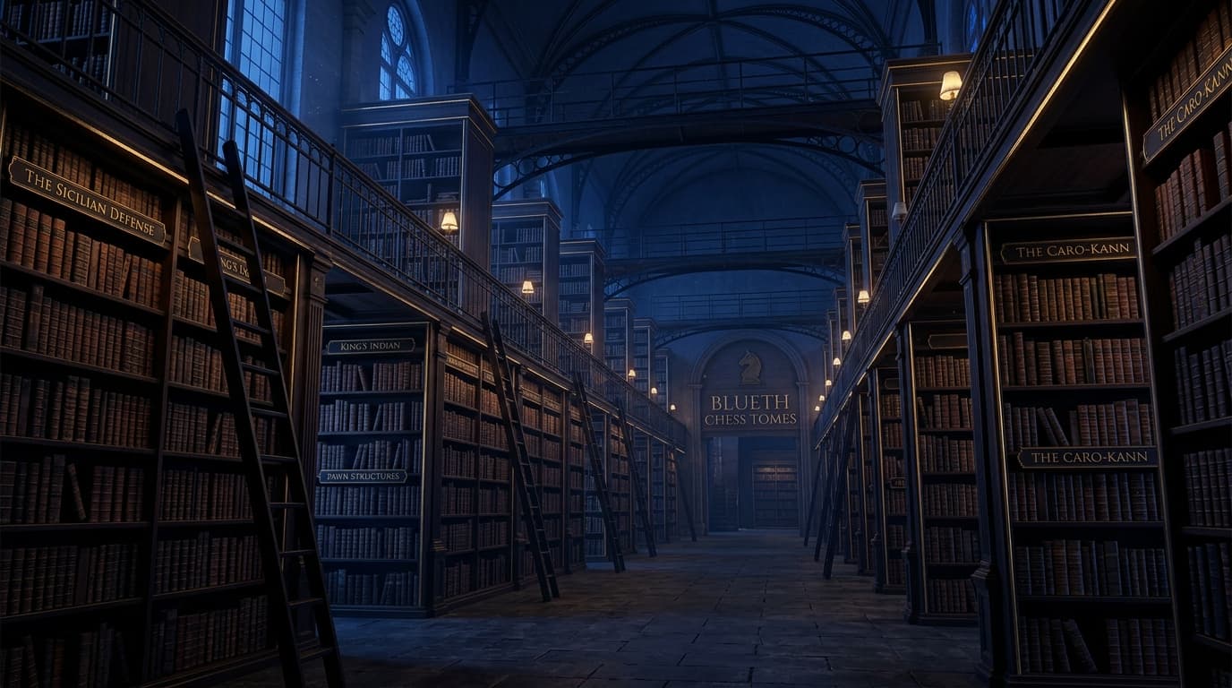 Ancient tomes and scrolls of chess knowledge